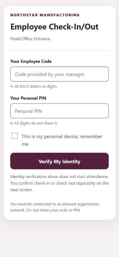 Employee QR Attendance gerçek ürün arayüzü