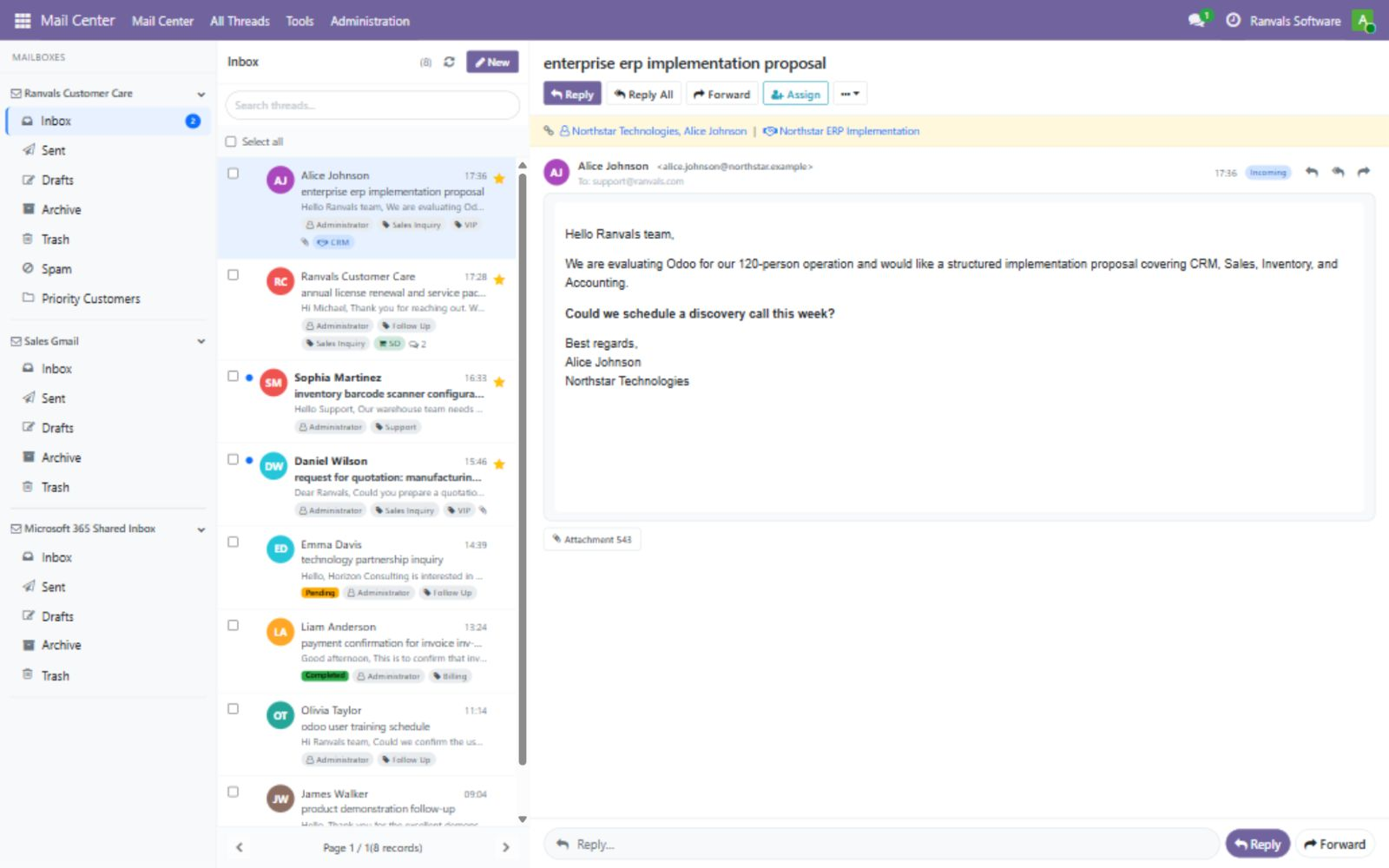 Shared Inbox & Email CRM gerçek ürün arayüzü